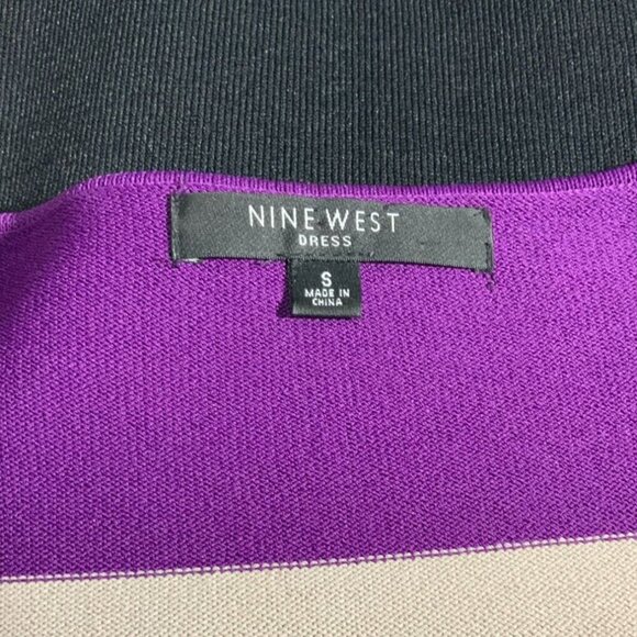 Nine West Small Black Multicolor Color block Quarter Sleeve Shift Midi Dress - Picture 5 of 9